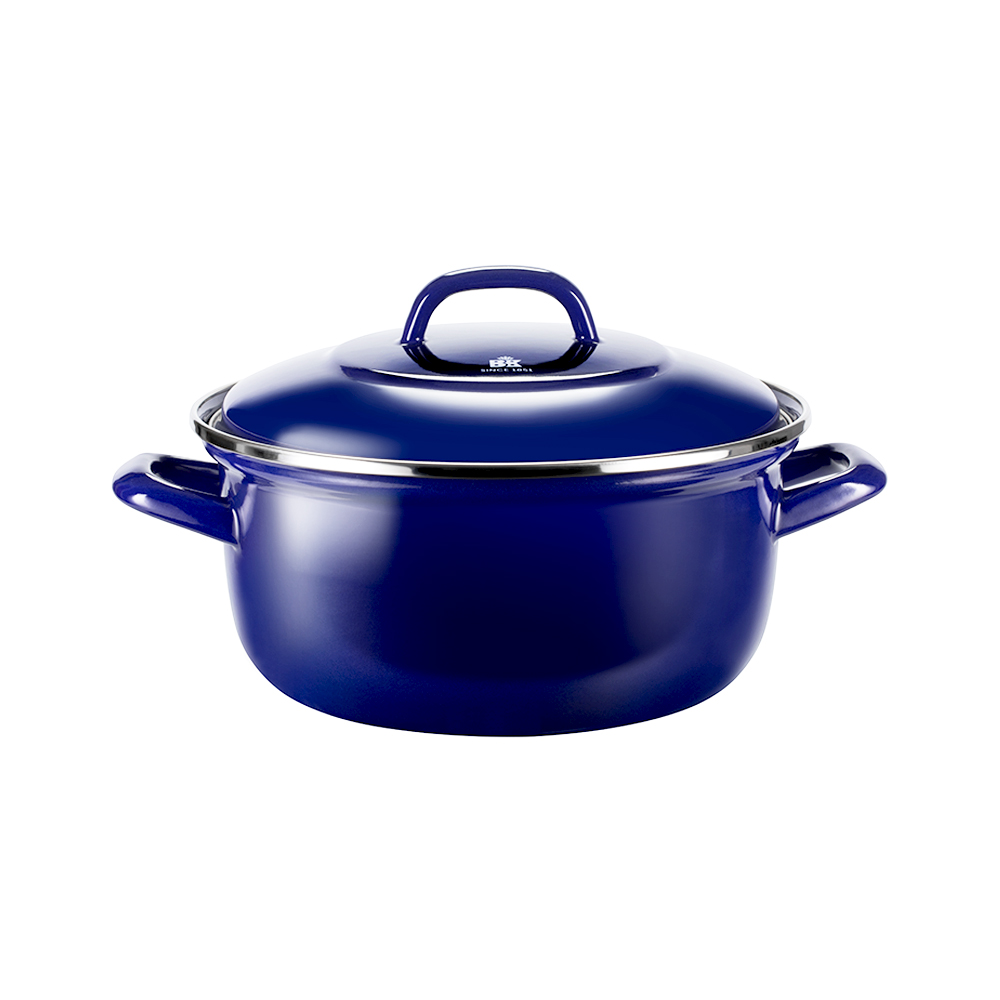 [荷蘭BK]碳鋼琺瑯鍋 24公分 雙耳鍋 藍-德國製