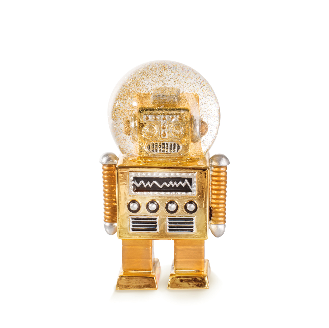 【德國DONKEY】復古機器人水晶球擺飾（金）