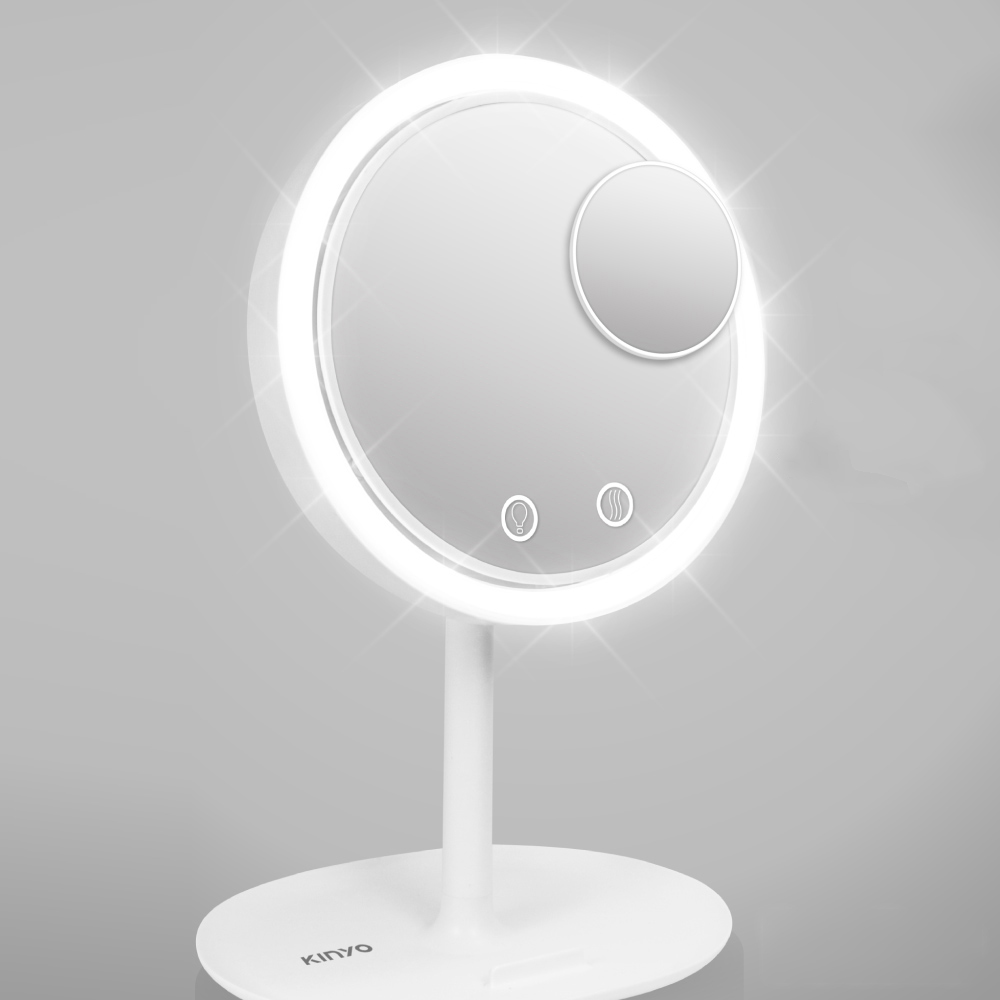 【台灣 KINYO】 五合一LED風扇化妝鏡