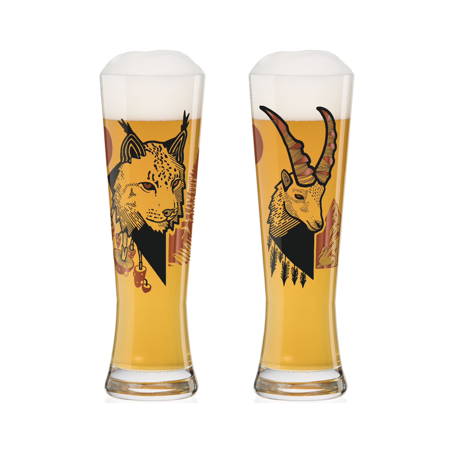 【德國 RITZENHOFF】黑標小麥啤酒對杯-山貓與羚羊-670ML
