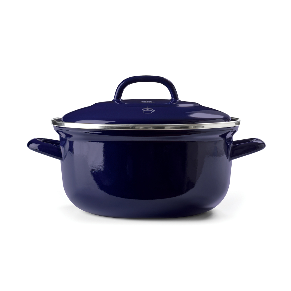 [荷蘭BK]碳鋼琺瑯鍋 24公分 雙耳鍋 藍-德國製