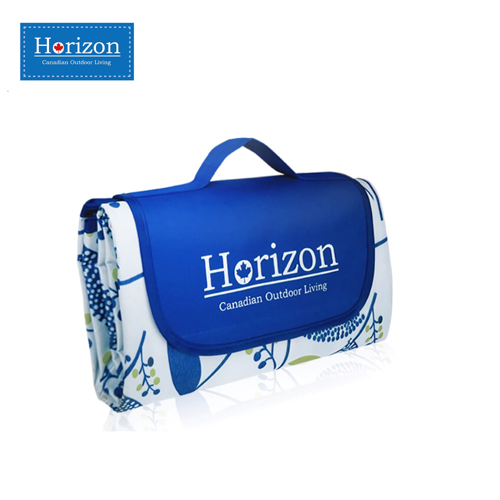 【Horizon 天際線】加大防潮沙灘野餐墊-195x200cm (附肩背收納袋)禪風靛