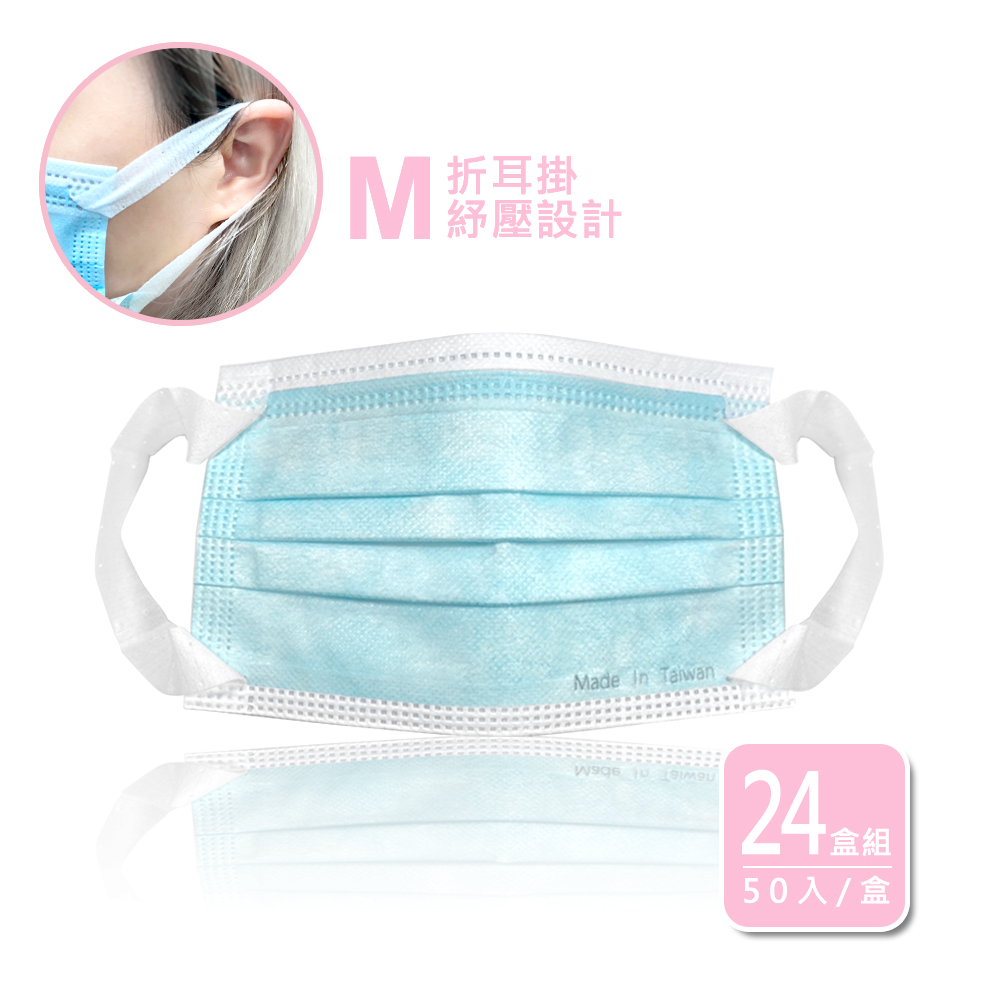 【台灣-台新】三層不織布 成人防護口罩-24盒(1盒50入)