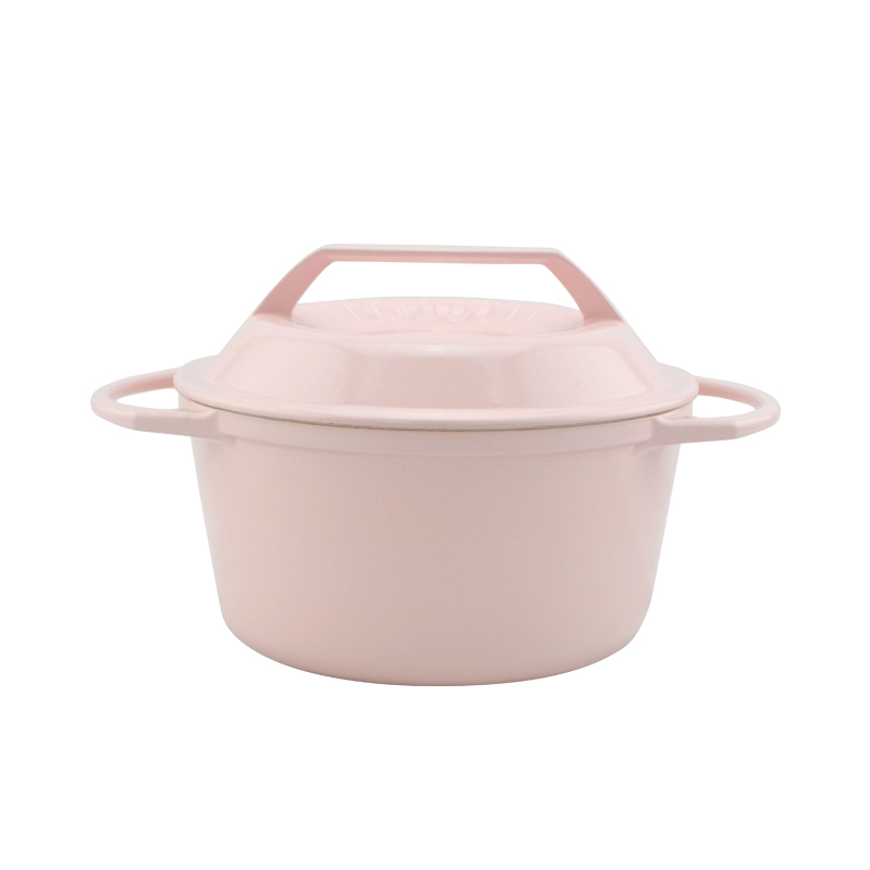 日本燕子鍋-不鏽鋼琺瑯鍋20公分(深型)-蜜桃粉