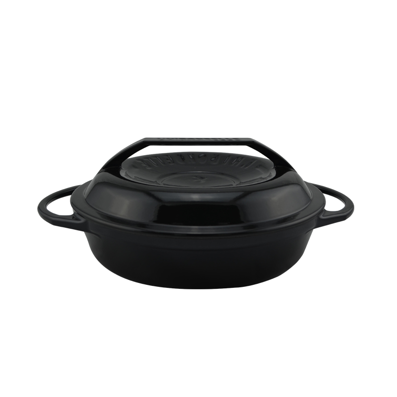 日本燕子鍋-不鏽鋼琺瑯鍋22公分(淺型)-曜石黑