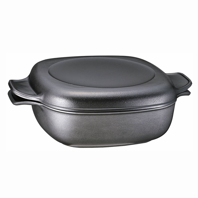 【日本極味鍋】100%日本製-不沾角型鍋24CM(黑) - 上蓋可當煎烤盤