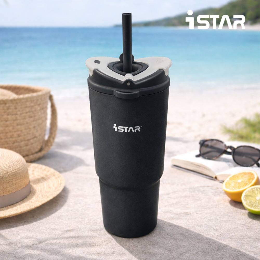 【美國iSTAR】 雙層不銹鋼 三飲隨行杯 600ml-煤炭黑