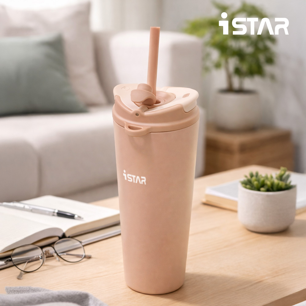 【美國iSTAR】雙層不銹鋼 三飲隨行杯 710ml-玫瑰粉